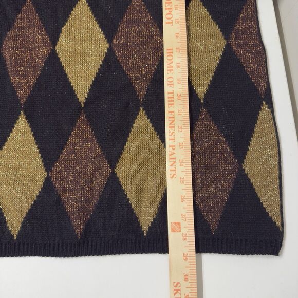 Vtg Mathias Metallic Collared Diamond Argyle Pattern Sweater USA Made Women M - Picture 8 of 11